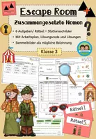 Vorschau - Stationenlernen - Escape Room - Zusammengesetzte Nomen (Klasse 3) #50mal50byextraklasse - Deckblatt