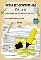 Vorschau - Lehrpläne/Lehrermaterial - Schülerbeobachtung - Vorlage (Sozialverhalten, Lern- und Arbeitsverhalten) #schulstartbyextraklasse - Deckblatt