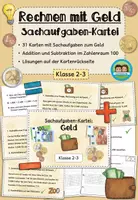 Vorschau - Arbeitsblätter - Geld - Euro und Cent - Sachaufgaben Kartei (Klasse 2-3) #schulstartbyextraklasse - Deckblatt