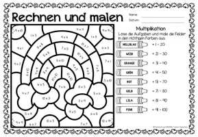 Voorbeeld - Rechen-Mal-Blätter - Multiplikation (St. Patrick's Day) Wiskunde Duits - Pagina 3