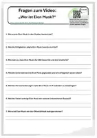 Vorschau - Arbeitsblätter - Fragen zum Video: WER IST ELON MUSK - Deckblatt