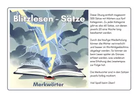 Vorschau - Arbeitsblätter - Blitzlesen-Sätze: Merkwörter - Seite 1