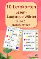 Vorschau - Arbeitsblätter - Lesen - lauttreue Wörter Stufe 1 10 Lernkarten - Deckblatt