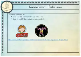 Vorschau - Spiele - Klammerkarten "Erstes Lesen" mit Selbstkontrolle - Klasse 1 - Seite 2