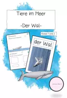 Vorschau - Stationenlernen - Lerntheke: Der Wal (Meerestiere) - Deckblatt