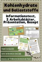 Vorschau - Arbeitsblätter - Kohlenhydrate und Ballaststoffe Unterrichtseinheit + Rezept - Deckblatt