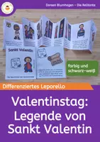 Vorschau - Mal- und Bastelvorlagen - Sankt Valentin - Valentinstag - Differenziertes Leporello zur Legende - Deckblatt