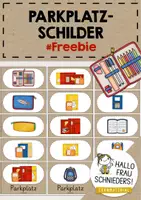 Vorschau - Merkblätter - Parkplatz-Schilder: Mäppchen, Material, HA, Tasche #Freebie - Deckblatt