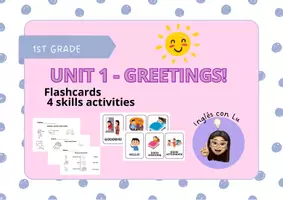 Vista previa - Hojas de trabajo - 1. GREETINGS (SALUDOS) | inglés primer grado - Portada