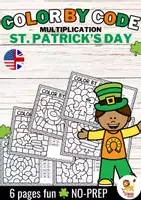 Vista previa - Hojas de trabajo - Color by code - Multiplication (St. Patrick's Day) | San Patricio Multiplicación Matemáticas Inglés - Portada
