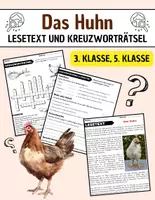 Vorschau - Arbeitsblätter - Das Huhn: Leseverständnis und Kreuzworträtsel mit Lösungen - Deckblatt