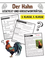 Vorschau - Spiele - Der Hahn: Leseverständnis und Kreuzworträtsel mit Lösungen - Deckblatt
