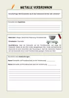 Vorschau - Arbeitsblätter - Experiment: Verbrennen von Eisenwolle - Deckblatt