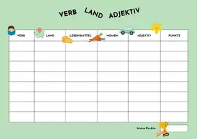 Vorschau - Spiele - Verb Land Adjektiv DaF/DaZ Spiel - Deckblatt