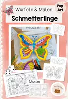 Vorschau - Mal- und Bastelvorlagen - Würfeln und Malen Schmetterlinge - Kunst im Frühjahr - Pop Art - Deckblatt