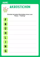 Vorschau - Arbeitsblätter - Gedichte zum Frühling Akrostichon/Elfchen/Reimgedicht - Seite 1