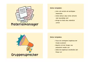 Vorschau - Aufgabenkarten - Beschreibungen für Gruppenrollen (Rollenkarten für SuS) - Deckblatt