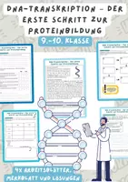 Vorschau - Arbeitsblätter - DNA-Transkription (Proteinbiosynthese)– Der erste Schritt zur Proteinbildung | Unterrichtsreihe "Genetik", Biologie 9.-10. Klasse - Deckblatt