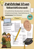 Vorschau - Stundenentwürfe - Unterrichtsbesuch (UB)/ Besondere Unterrichtsvorbereitung (BUV): Zuhörkrimi "Salz statt Zucker" lösen (Klasse 3) - Deckblatt