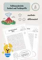Vorschau - Arbeitsblätter - Vulkanausbrüche: Suchsel und Fachbegriffe - Deckblatt