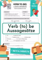 Vorschau - Arbeitsblätter - Verb to be: Aussagesätze über Schule & Wochentage - Deckblatt