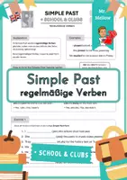 Vorschau - Arbeitsblätter - Simple Past: Regelmäßige Verben mit Wortfeld School & Clubs - Deckblatt