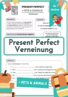 Vorschau - Arbeitsblätter - Present Perfect: Verneinung mit Wortfeld Pets & Animals - Deckblatt