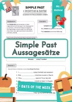 Vorschau - Arbeitsblätter - Simple Past: Aussagen mit regelmäßigen Verben mit Wortfeld Months & Dates - Deckblatt
