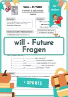 Vorschau - Arbeitsblätter - Will - Future: Fragen mit Wortfeld Sport & Wetter - Deckblatt