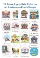 Aperçu - Présentation / Support pour le tableau - l'allemand comme deuxième langue - cartes illustrées bâtiments et lieux dans la ville Deutsch - Page 1
