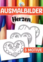 Vorschau - Mal- und Bastelvorlagen - Ausmalbilder - Herzen (Valentinstag, Muttertag, Vatertag) - Deckblatt