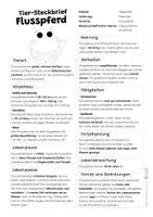 Vorschau - Arbeitsblätter - Flusspferd Komplettpaket - mit Lesetext, Steckbrief, Lückentext, Suchsel, Quiz und Ausmalbildern - Seite 1