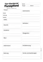 Vorschau - Arbeitsblätter - Flusspferd Komplettpaket - mit Lesetext, Steckbrief, Lückentext, Suchsel, Quiz und Ausmalbildern - Seite 2