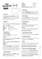 Vorschau - Mal- und Bastelvorlagen - Kuh Komplettpaket - mit Lesetext, Steckbrief, Lückentext, Suchsel, Quiz und Ausmalbildern - Seite 1