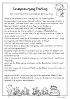Vorschau - Arbeitsblätter - Frühling Lesespaziergang 1. Klasse, 2. Klasse Lesen Druckschrift (PDF und Word) - Seite 1