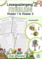 Vorschau - Arbeitsblätter - Frühling Lesespaziergang 1. Klasse, 2. Klasse Lesen Druckschrift (PDF und Word) - Deckblatt