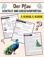 Vorschau - Arbeitsblätter - Der Pfau: Leseverständnis und Kreuzworträtsel mit Lösungen - Deckblatt