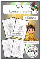 Vorschau - Mal- und Bastelvorlagen - Fasching / Karneval Materialpaket (Deutsch, Kunst, Sachunterricht) - Seite 1