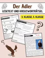 Vorschau - Arbeitsblätter - Der Adler: Leseverständnis und Kreuzworträtsel mit Lösungen - Deckblatt