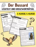 Vorschau - Arbeitsblätter - Der Bussard: Leseverständnis und Kreuzworträtsel mit Lösungen - Deckblatt