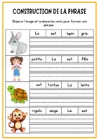 Aperçu - Apprentissages en autonomie - Remettre les mots de la phrase dans l'ordre - Page 1