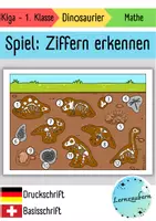 Vorschau - Spiele - Spiel: Ziffern erkennen (Kindergarten / Anfangsunterricht): Dinosaurier - Deckblatt