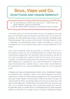 Vorschau - Arbeitsblätter - Sachtexte sinnerfassend lesen + Feedback - Snus Vape und Co. - Seite 1