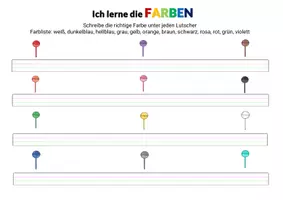 Aperçu - Feuilles d'exercices - Apprendre les couleurs en allemand (A1) - Page 1