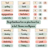 Voorbeeld - Dagritmekaarten en agenda thema roze&groen - Voorblad