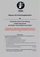 Vorschau - Unterrichtsreihen - Dürrenmatt "Die Physiker" - Klausur zu I, 2: Voß - Newton - Deckblatt