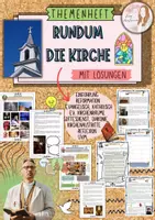 Vorschau - Unterrichtsreihen - Themenheft rundum Kirche damals, heute und meine Verbindung dazu mit Lösung (Klasse 6 7 8) - Deckblatt