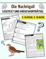 Vorschau - Arbeitsblätter - Die Nachtigall: Leseverständnis und Kreuzworträtsel mit Lösungen - Deckblatt