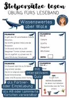 Vorschau - Arbeitsblätter - Leseband: Stolpersätze und Interaktives Quiz zum Thema Wale - Deckblatt