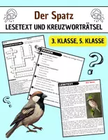 Vorschau - Arbeitsblätter - Der Spatz: Leseverständnis und Kreuzworträtsel mit Lösungen - Deckblatt
